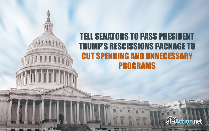 Urge Senators to pass Pres. Trump's spending cut package