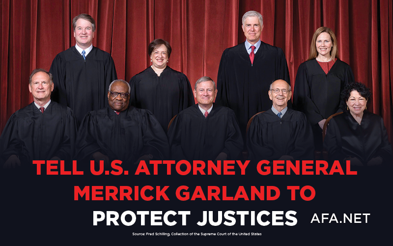 Tell U.S. Attorney General Merrick Garland to protect justices by doing his job