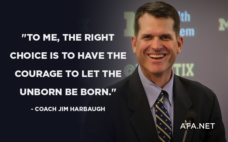 Stand with pro-life college football coach Jim Harbaugh